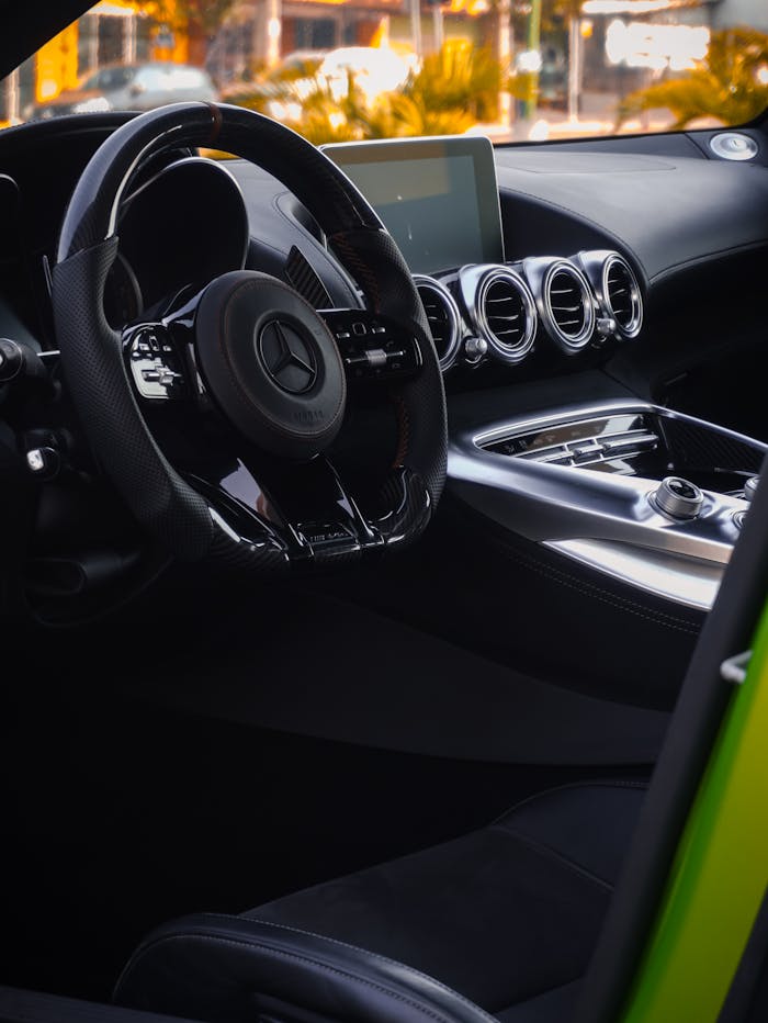 Luxurious Mercedes-Benz Interior with Green Accent